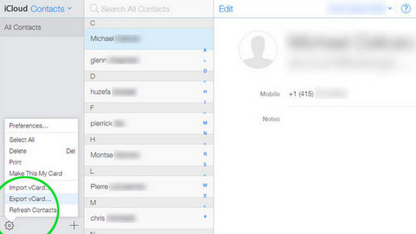 Export Contacts from iCloud to Computer
