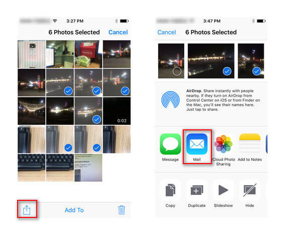 get off iPhone photos with Email