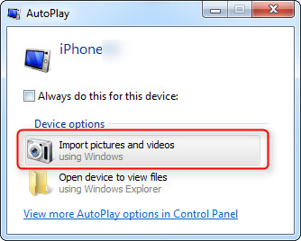 Import Photos from iPhone to PC for Windows 7