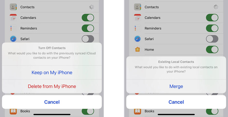 Restore Contacts on iPhone from iCloud Merge