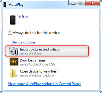 Transfer Photos from iPod to Computer using AutoPlay