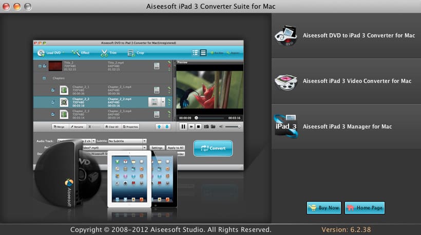 Aiseesoft iPad 3 Converter Suite for Mac Screenshot