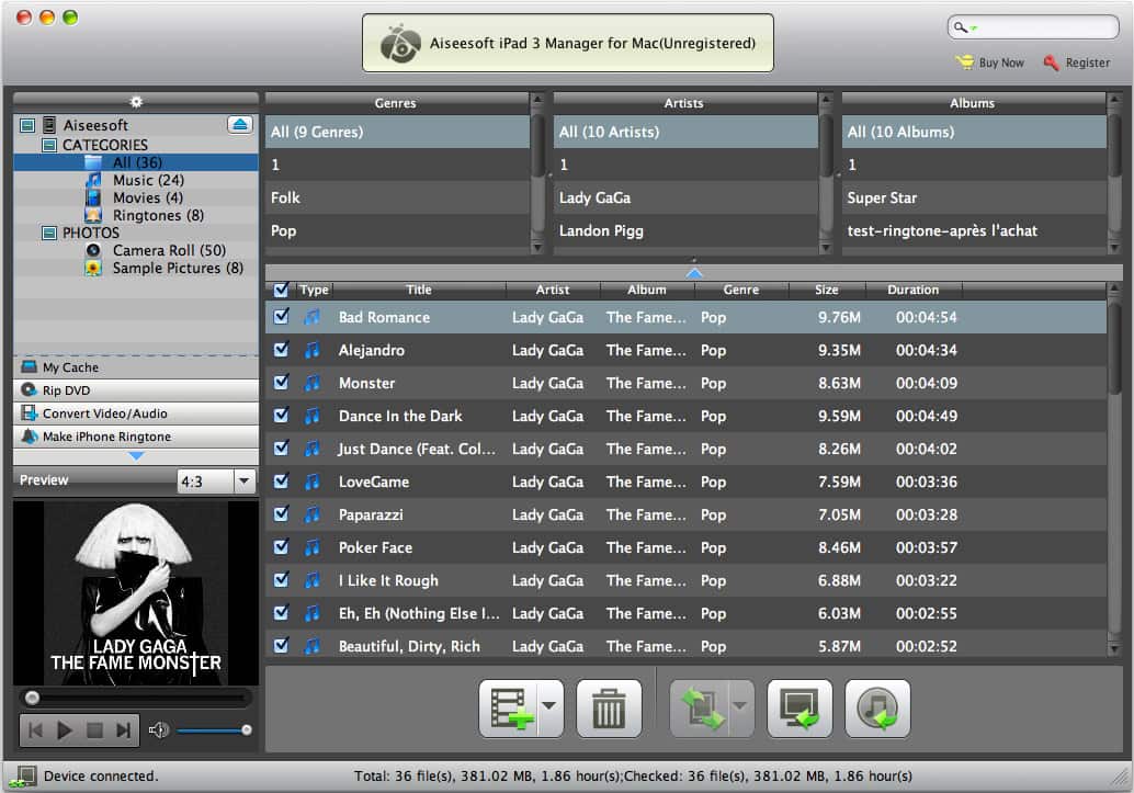 Aiseesoft iPad 3 Manager for Mac Screenshot