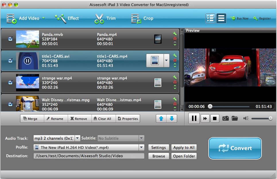 Aiseesoft iPad 3 Video Converter for Mac Screenshot