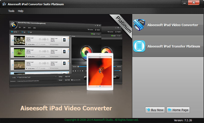 Screenshot of Aiseesoft iPad Converter Suite Platinum