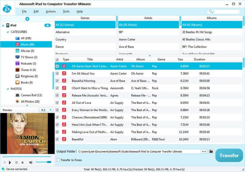 Screenshot of Aiseesoft iPad to Computer Transfer Pro