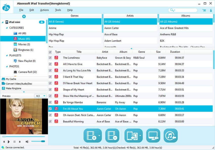 Screenshot of Aiseesoft iPad Transfer