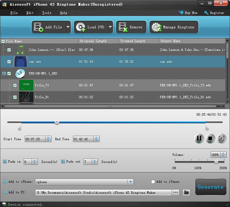 Aiseesoft iPhone 4S Ringtone Maker Screenshot
