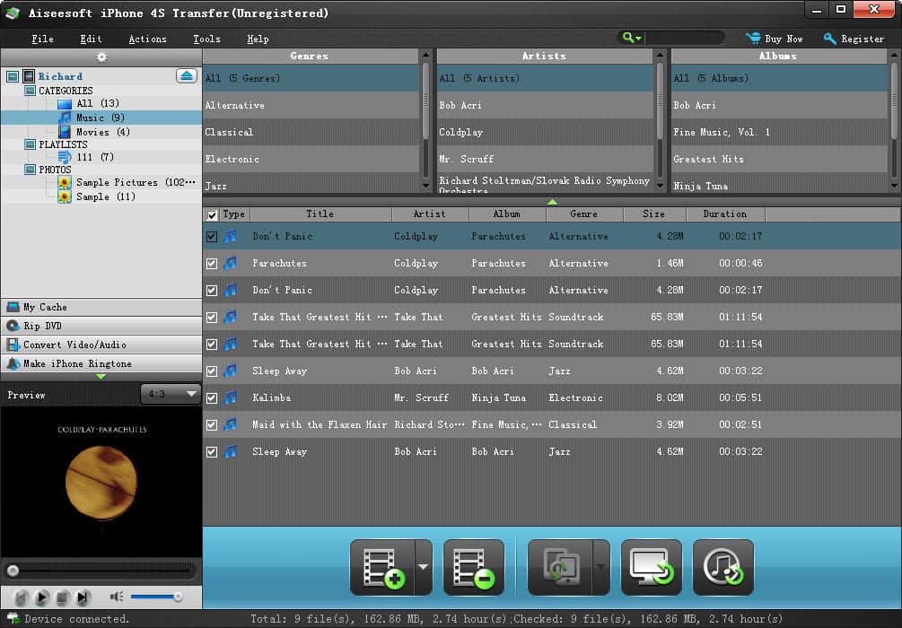 Aiseesoft iPhone 4S Transfer Screenshot