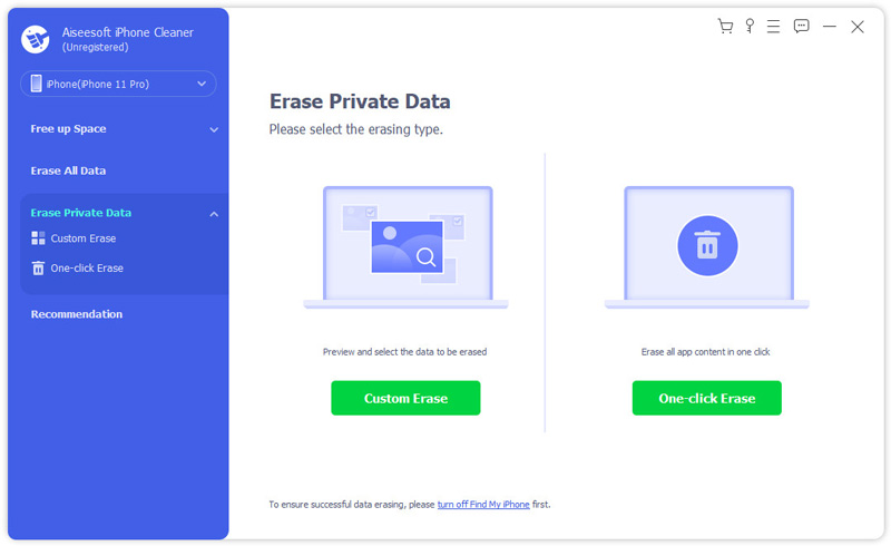 Erase Private Data