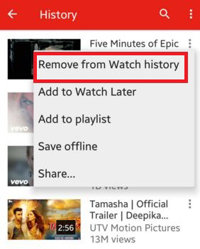 Clear YouTube History on Mobile Site