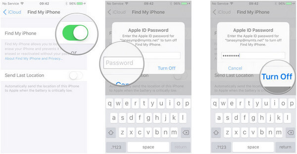 Turn off Find My iPhone on iOS Device