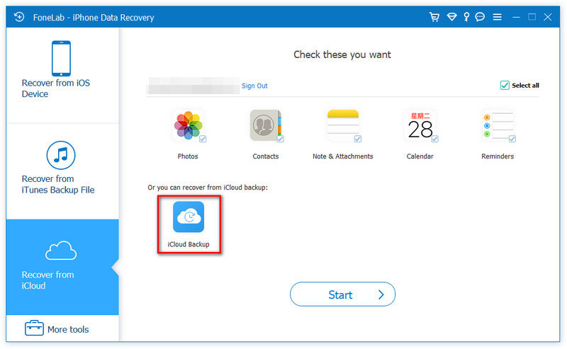 Choose iCloud backup recovery mode to Retrieve Deleted Voicemail