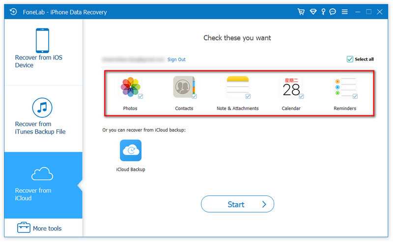 Choose Recover from iCloud Backup File