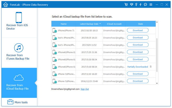 Choose Recover from iCloud Backup File