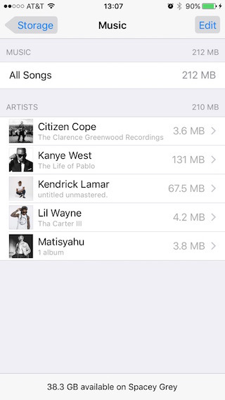 Check and Delete the Music App to remove Other Data on iPhone