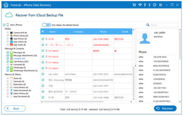 Recover contacts from iCloud