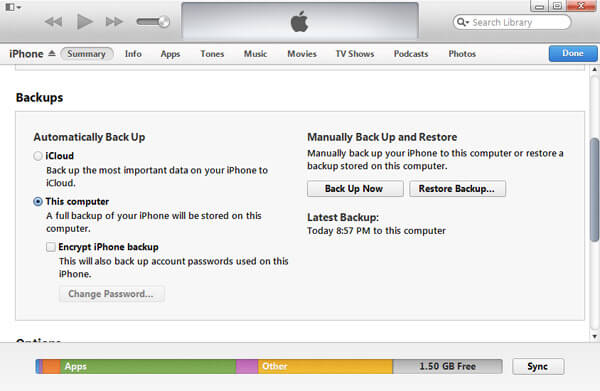 Backup SMS with iTunes