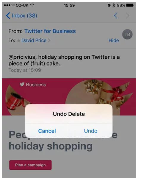 Retrieve Deleted Mails on iPhone by Undo