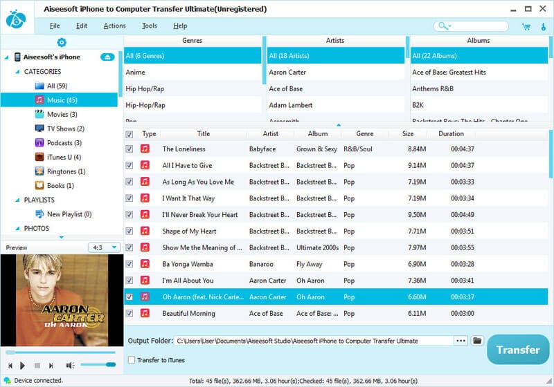 Screenshot of Aiseesoft iPhone to Computer Ultimate