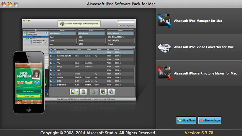 Aiseesoft iPod Software Pack for Mac Screenshot
