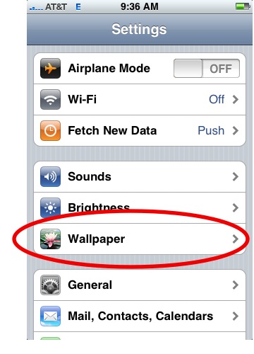 Wallpaper Tab in iPhone Settings