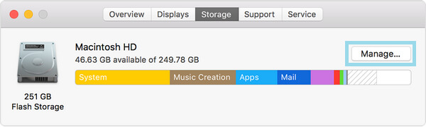 Manage Button in Mac Storage