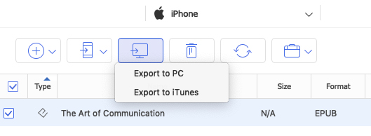 Export iPhone ePub to Mac