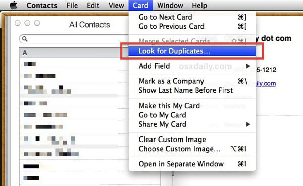Look for iPhone Duplicate Contacts on Mac