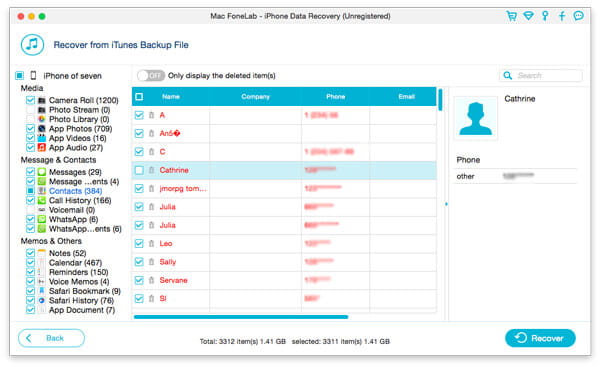 Recover iPhone contacts on Mac