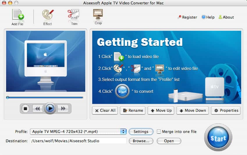 Screenshot of Aiseesoft Apple TV Converter for Mac