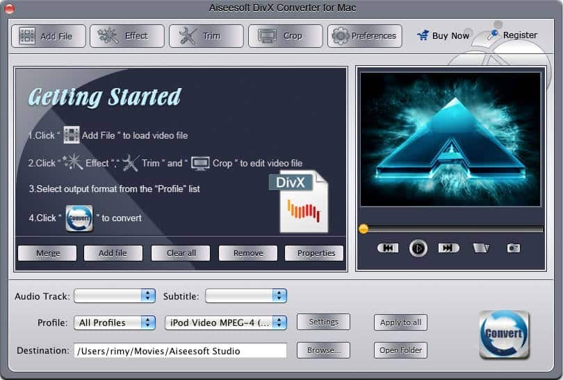 Screenshot of Aiseesoft DivX Converter for Mac 3.2.18