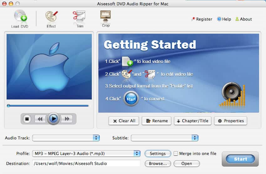 Screenshot of Aiseesoft DVD Audio Ripper for Mac