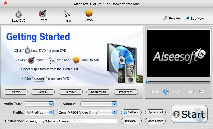 Aiseesoft DVD to Zune Converter for Mac