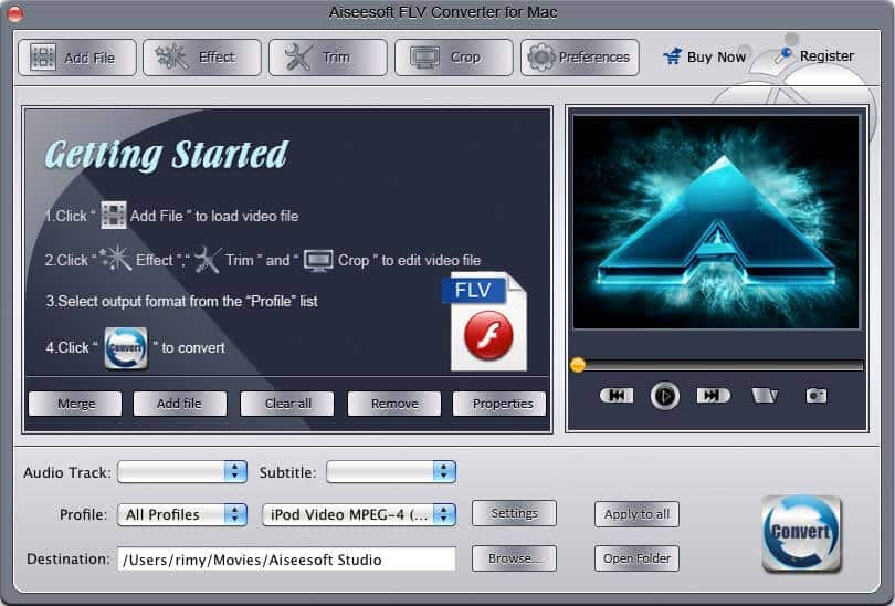 Screenshot of Aiseesoft FLV Converter for Mac 3.2.06