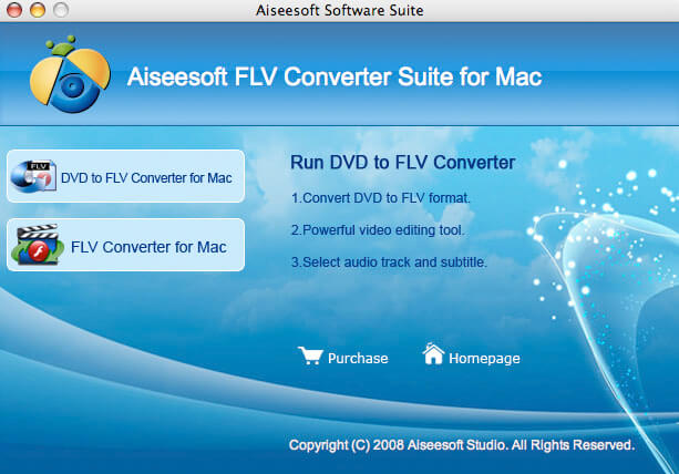 Screenshot of Aiseesoft FLV Converter Suite for Mac 3.2.16