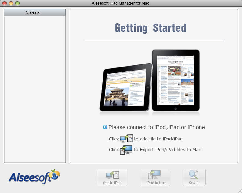 Screenshot of Aiseesoft iPad Manager for Mac