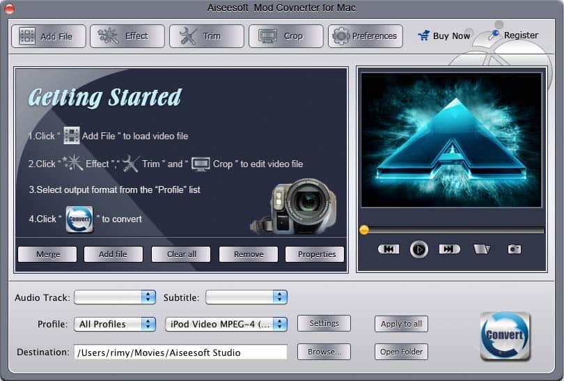 Aiseesoft Mod Converter for Mac Screenshot