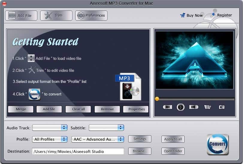 Screenshot of Aiseesoft MP3 Converter for Mac