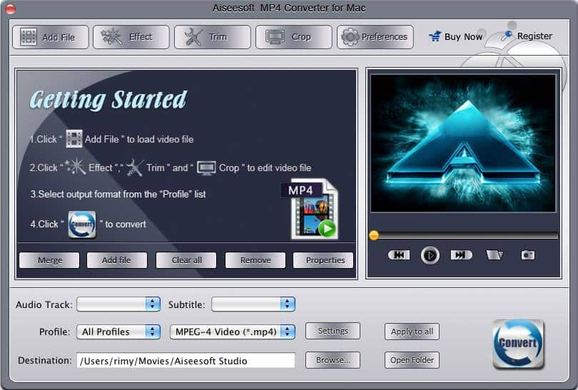Screenshot of Aiseesoft MP4 Converter for Mac