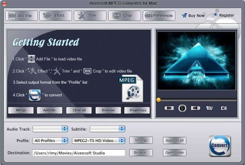 Screenshot of Aiseesoft MPEG Converter for Mac