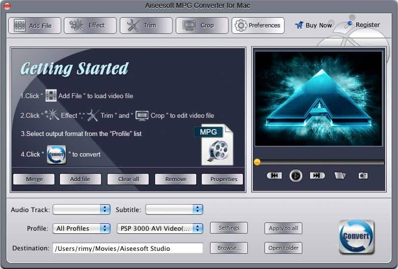 Screenshot of Aiseesoft MPG Converter for Mac 3.2.08