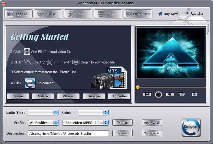 Aiseesoft MTS Konverter fuer Mac Screenshot