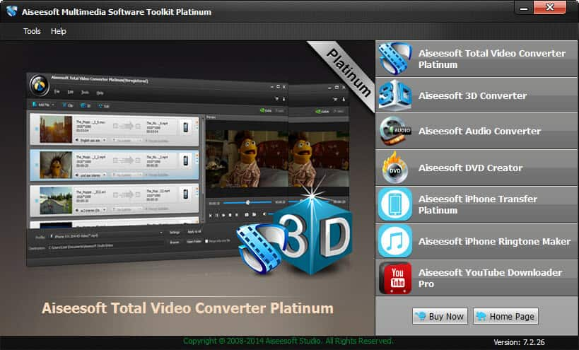 Screenshot of Aiseesoft Multimedia Toolkit Platinum