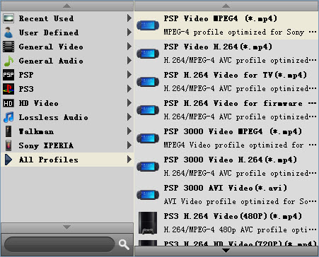 PSP Movie Converter - profile