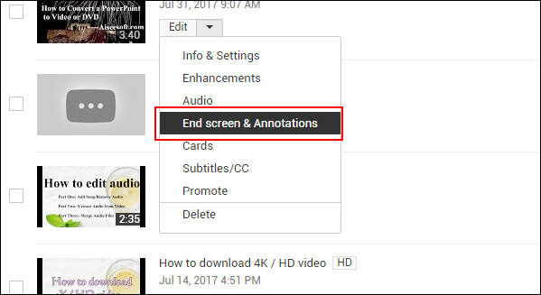 End Screen & Annotations