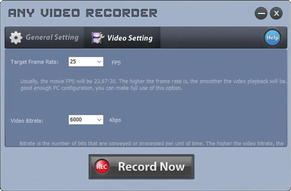 Any Video Recorder Settings