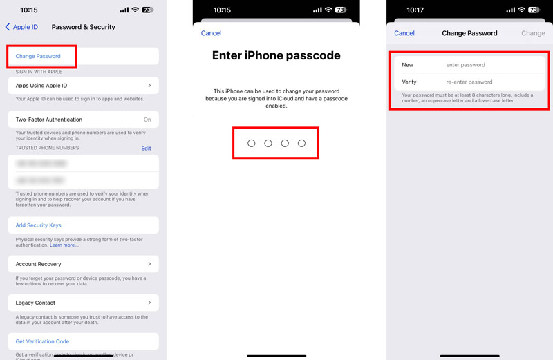 Change Apple ID Password on iPhone iPad