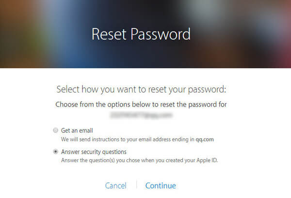 Choose to Answer Security Questions to Reset Forgotten iCloud Password