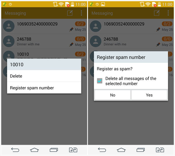 Block messages on Android